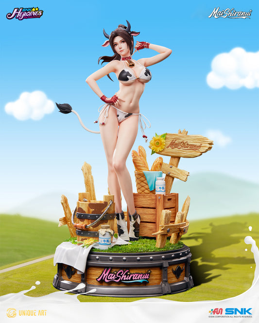 SNK Officially Licensed! UNiQUE ART Mai Shiranui Cow Outfit 1/4 Statue: A Carnival of Sexiness and Cuteness on the Ranch