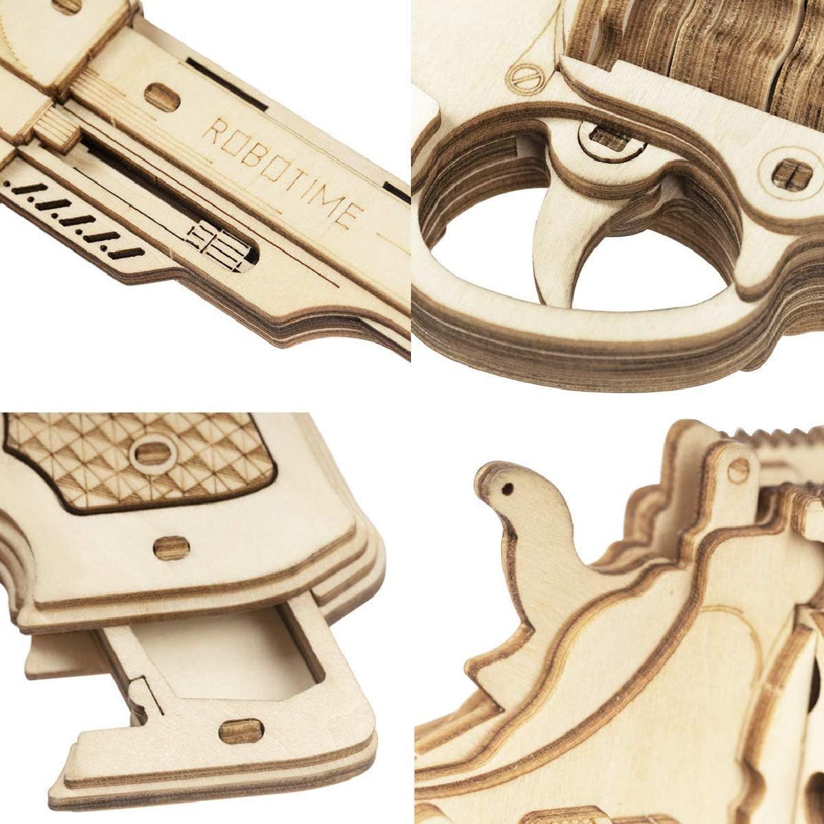 3D Wooden Puzzle DIY Building Toys Mechanical Model - Multi-Player Game with Wood Targets &Rubber Bands, Gifts for Adults